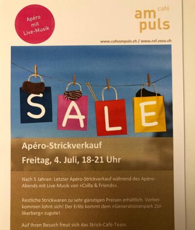 Morgen ist der letzte Apéro vor den Sommerferien - mit Strickwarenverkauf. Komm vorbei😉. #apero #bar #drinks #musik #strickwaren